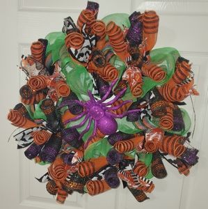 Halloween spider deco mesh Wreath